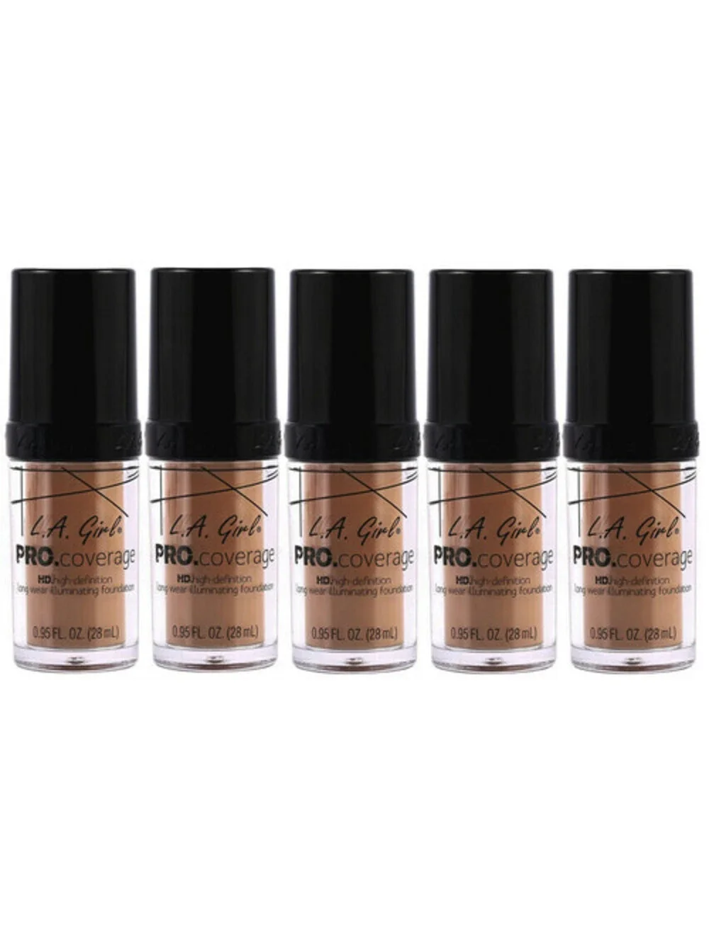 5-Pack NEW L.A. Girl Pro Coverage Liquid Foundation in Beige (Sealed, Full Size)